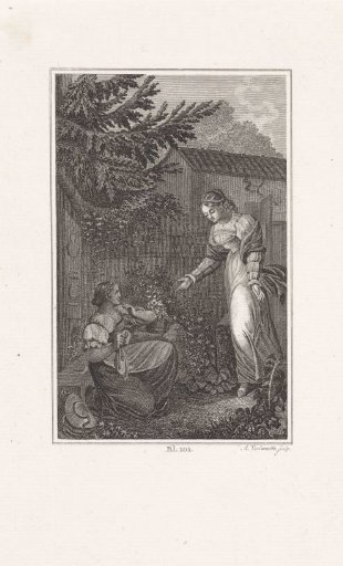 Two women in a garden