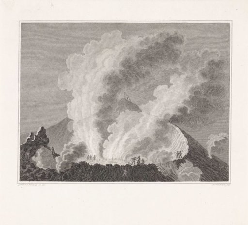 Figures in the crater of a volcano