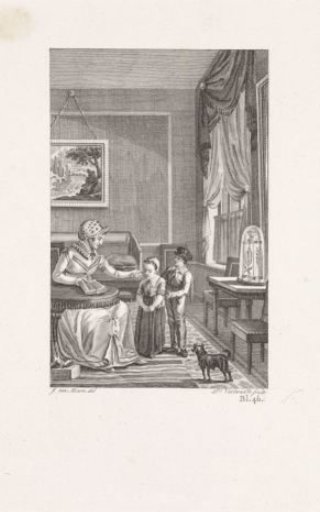 Two Children with a Woman in an Interior