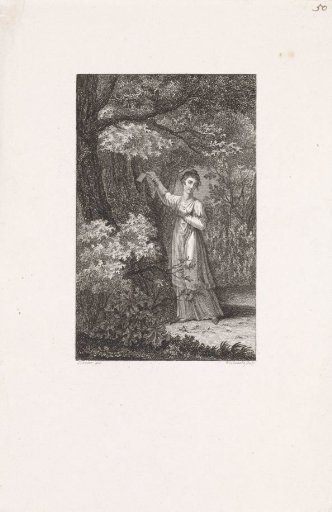 Woman placing a letter in a hollow tree
