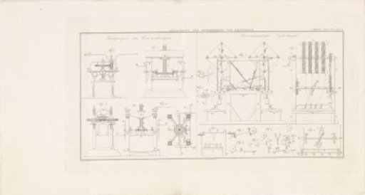 Technical figures of presses and silk winders