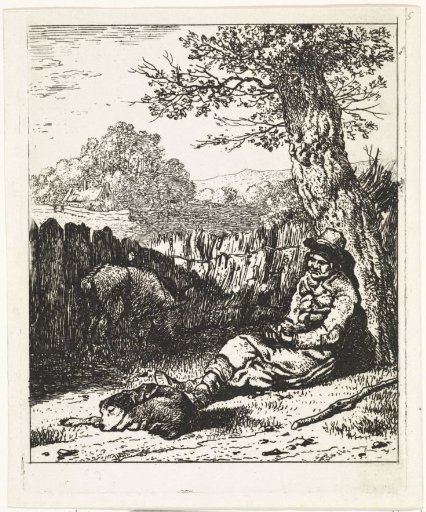 Seated man at the foot of a tree