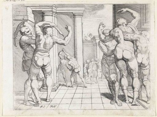 Odysseus Kills the Suitors with the Help of Telemachus