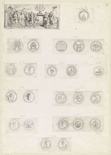 Sheet with Triumphal Procession with the Seven-Armed Candelabrum and Roman Coins