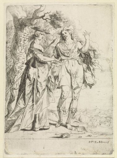 Shepherd Couple Standing Before a Tree