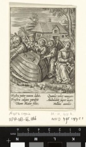 The Christ Child building a ship