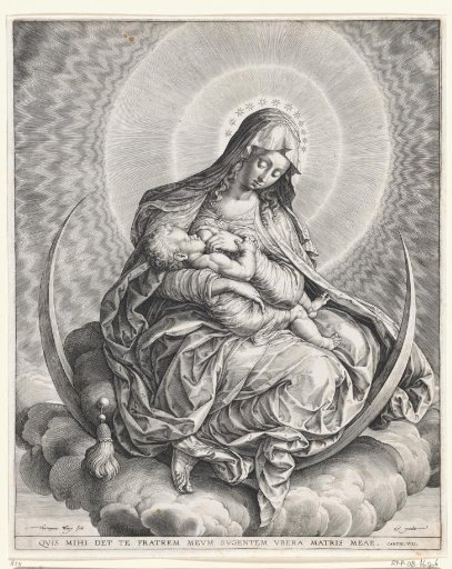 Mary suckling the Christ Child on the moon