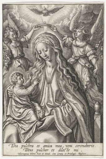 Mary with the Christ Child, Crowned by Two Angels