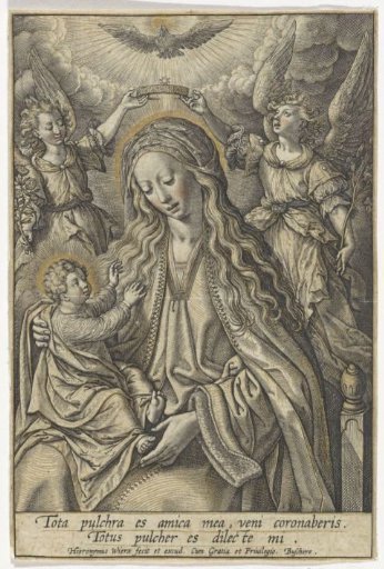 Mary with the Christ Child, Crowned by Two Angels