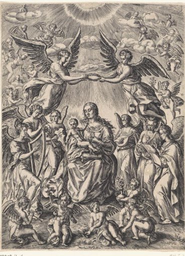 Mary with the Christ Child, Surrounded by a Crowd of Angels