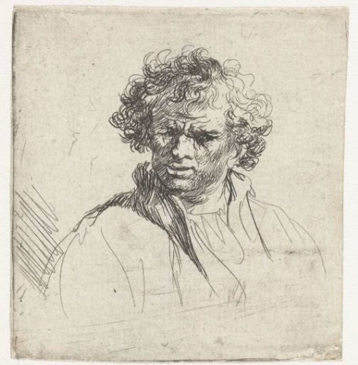 Bust of a man with a distorted face