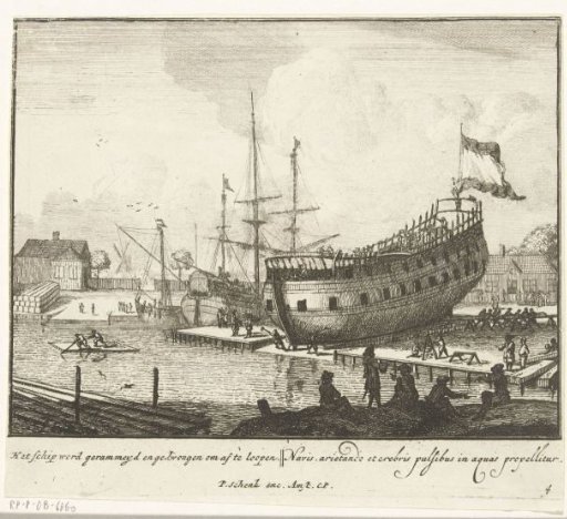 Preparations for launching, plate no. 4, ca. 1700