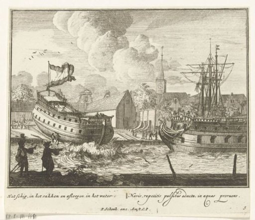 Launching the ship, plate no. 5, ca. 1700