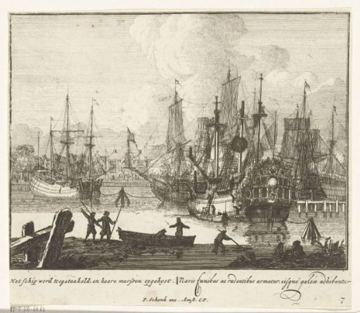 Fitting the shrouds and stays, plate no. 7, ca. 1700