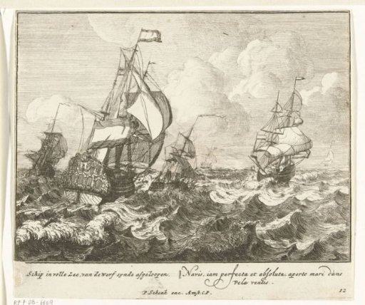 A ship on the high seas, plate no. 12, ca. 1700
