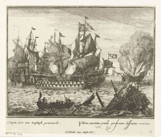 Ships destroyed during a naval battle, plate no. 13, ca. 1700