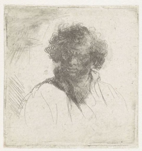 Bust of a man with a distorted face