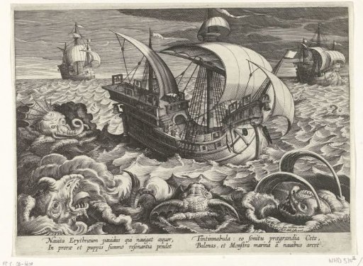 Sea Monsters around a Ship