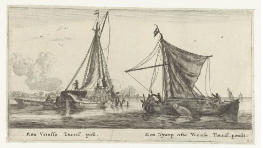 Two ships: a Frisian turf barge and a Dijnop schuit