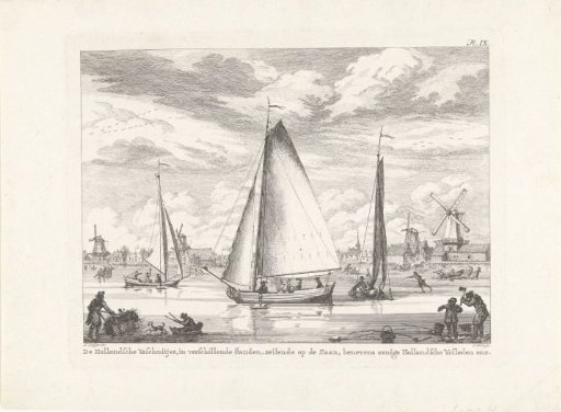 Dutch ice skiffs on the Zaan, ca. 1775