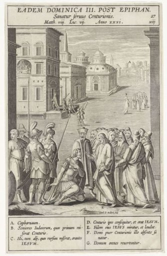 The centurion of Capernaum begs Christ for help
