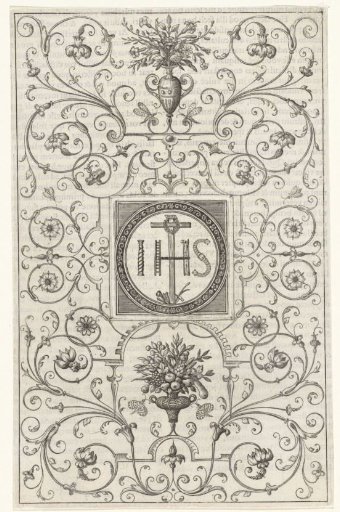 Ornament with the Monogram of Christ and Flowers in Vases