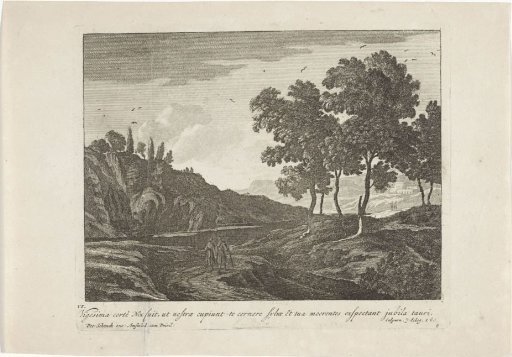 Hilly landscape with walkers