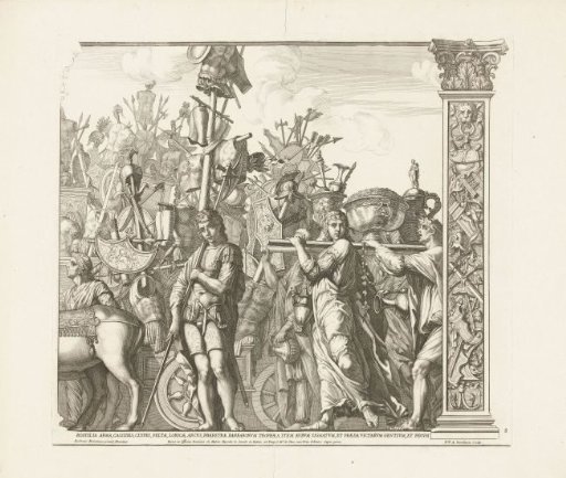 Soldiers carry the captured equipment of the enemies