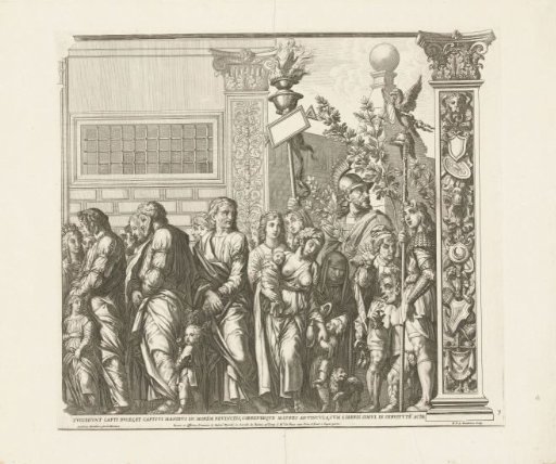 Soldier with a group of prisoners