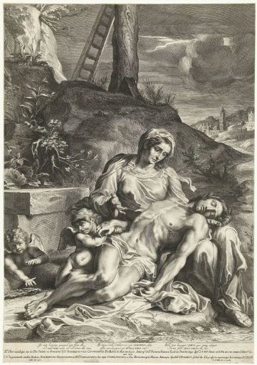 Mary with the Dead Body of Christ on Her Lap, Sitting Under the Cross
