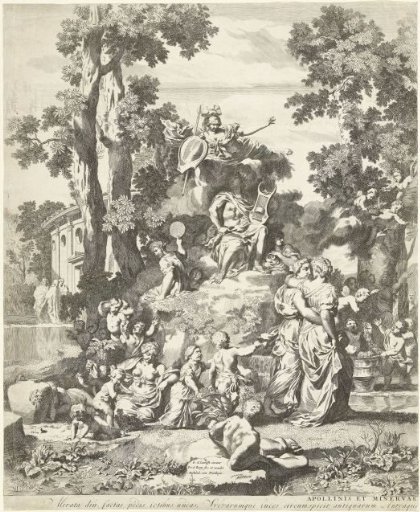 Minerva Visits Apollo and the Muses on Parnassus, Left Part