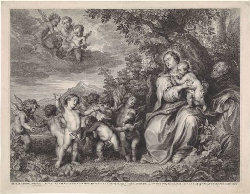Rest on the Flight into Egypt with dancing angels