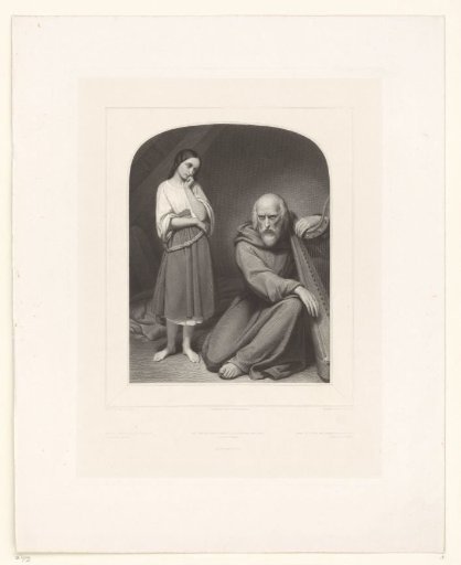 Girl with an Old Monk with a Harp