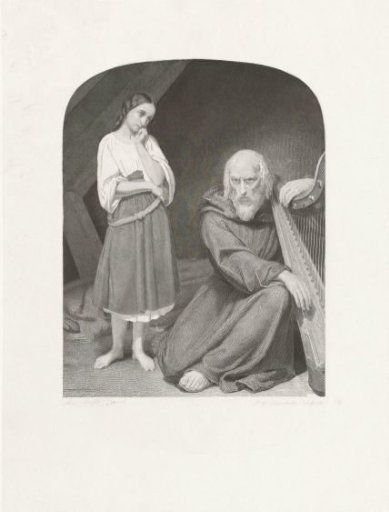 Girl with an Old Monk with a Harp