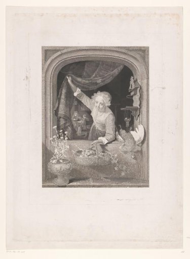 Woman with a Basket of Fruit in Her Hand by the Window