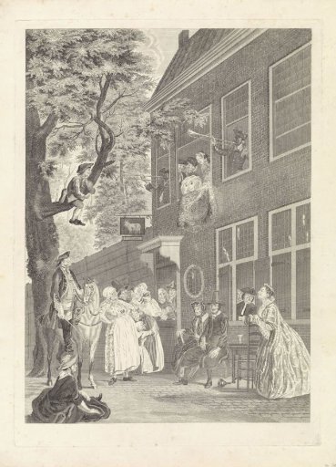 The Misleyden: The Ambassador of the Labberlotten presents himself at the window of the inn 't Bokki in the Haarlemmerhout