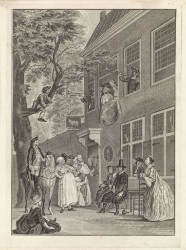 The Misleyden: The Ambassador of the Labberlotten presents himself at the window of the inn 't Bokki in the Haarlemmerhout