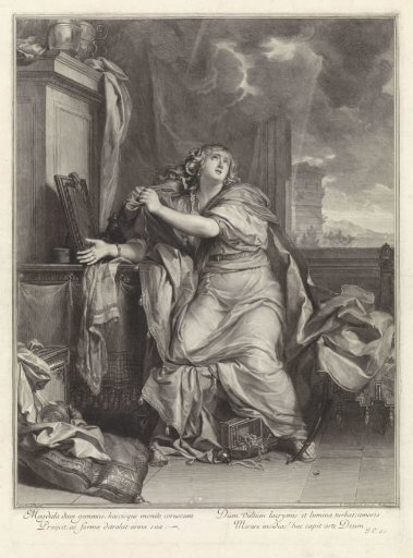 Mary Magdalene renouncing worldly vanities