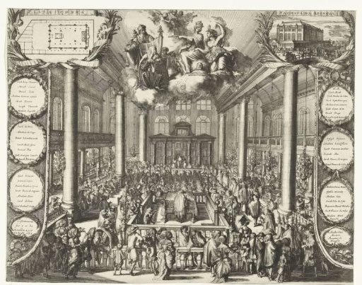 Interior of the Portuguese Synagogue in Amsterdam during the inauguration, 1675