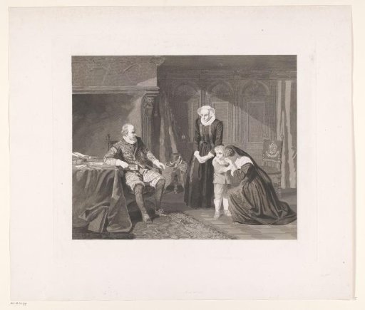 The mother, wife, and son of Reinier van Oldenbarnevelt beg Maurice for mercy, 1623