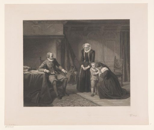 The mother, wife, and son of Reinier van Oldenbarnevelt beg Maurice for mercy, 1623