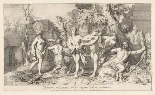 A Satyr Bound to a Tree by Nymphs