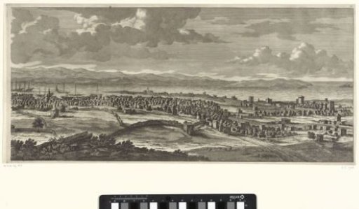 View of the city of Chios on the island of the same name (right plate)