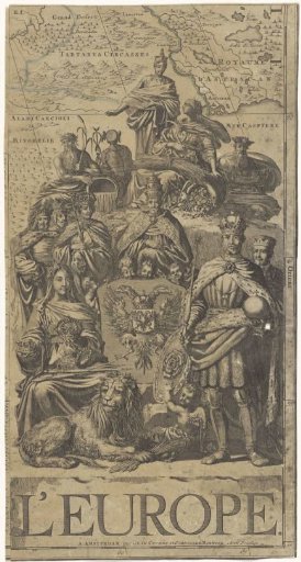 Vignette for a map of Europe with rulers and personifications