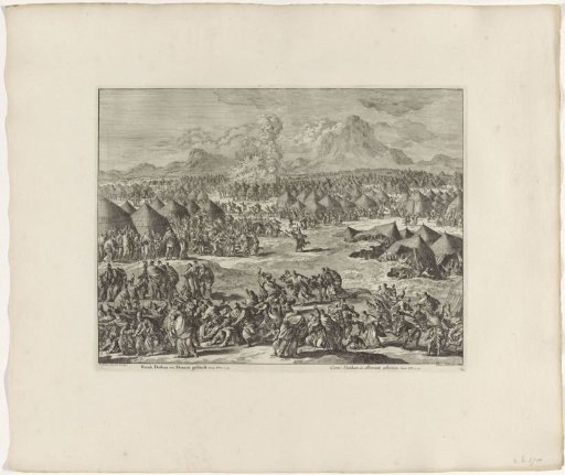Korah, Dathan, and Abiram and their families swallowed by the earth
