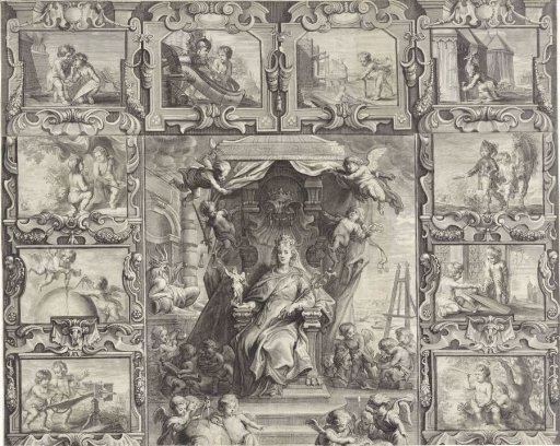 Maiden of Antwerp surrounded by allegorical representations (plate 1)
