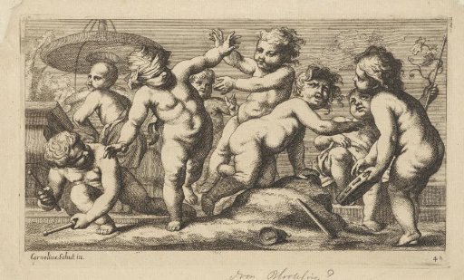 Playing Putti by a Fountain