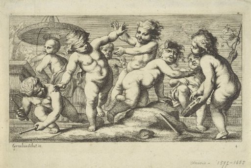 Playing Putti by a Fountain