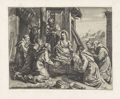 Adoration of the Christ Child by monks