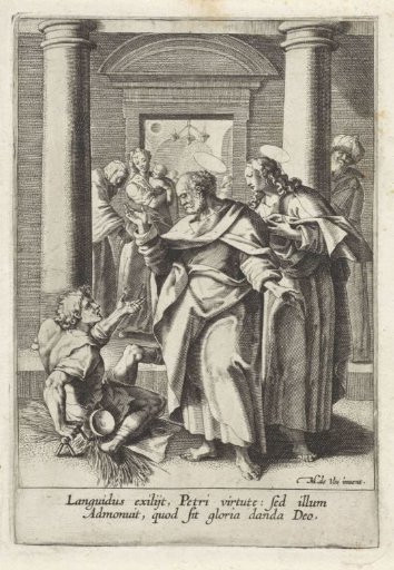 Peter and John heal a paralyzed man at the temple gate